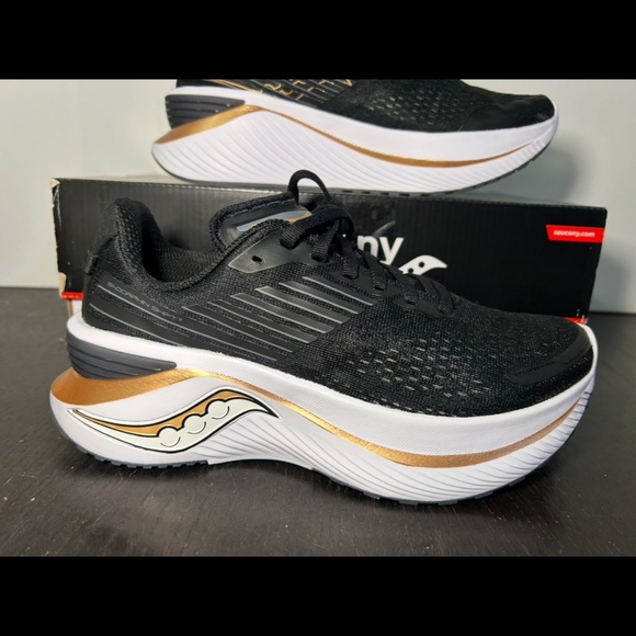 Saucony Endorphin Shift 3 Running Shoes Black/Goldstrck Womans 7B - Picture 1 of 16